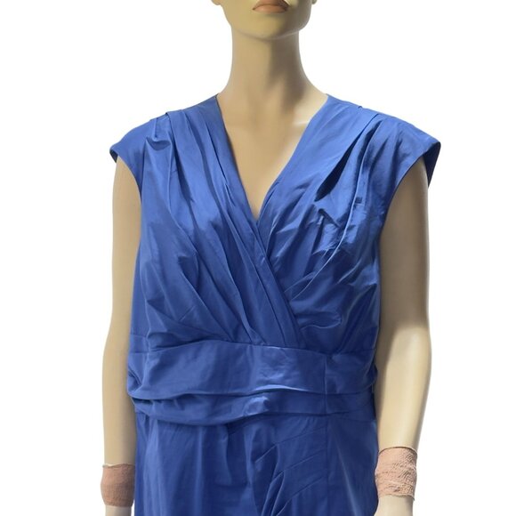 Suzi Chin For MAGGY BOUTIQUE Women's Blue Sleeveless Wrap Dress Size 18W - Picture 9 of 16